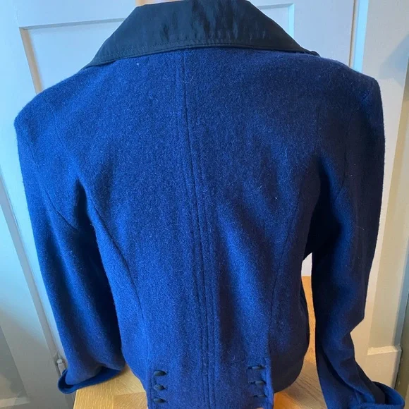 Anthropologie Lambs Wool Dark Blue Blazer Jacket Large NEW - Picture 9 of 9